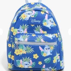 NEW Disney LOUNGEFLY Stitch Allover Print Floral Leather Mini Backpack